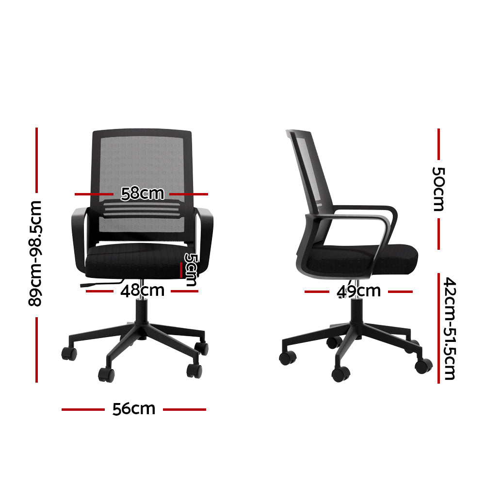 Mesh Office Chair Computer Gaming Desk Chairs Mid Back - Black