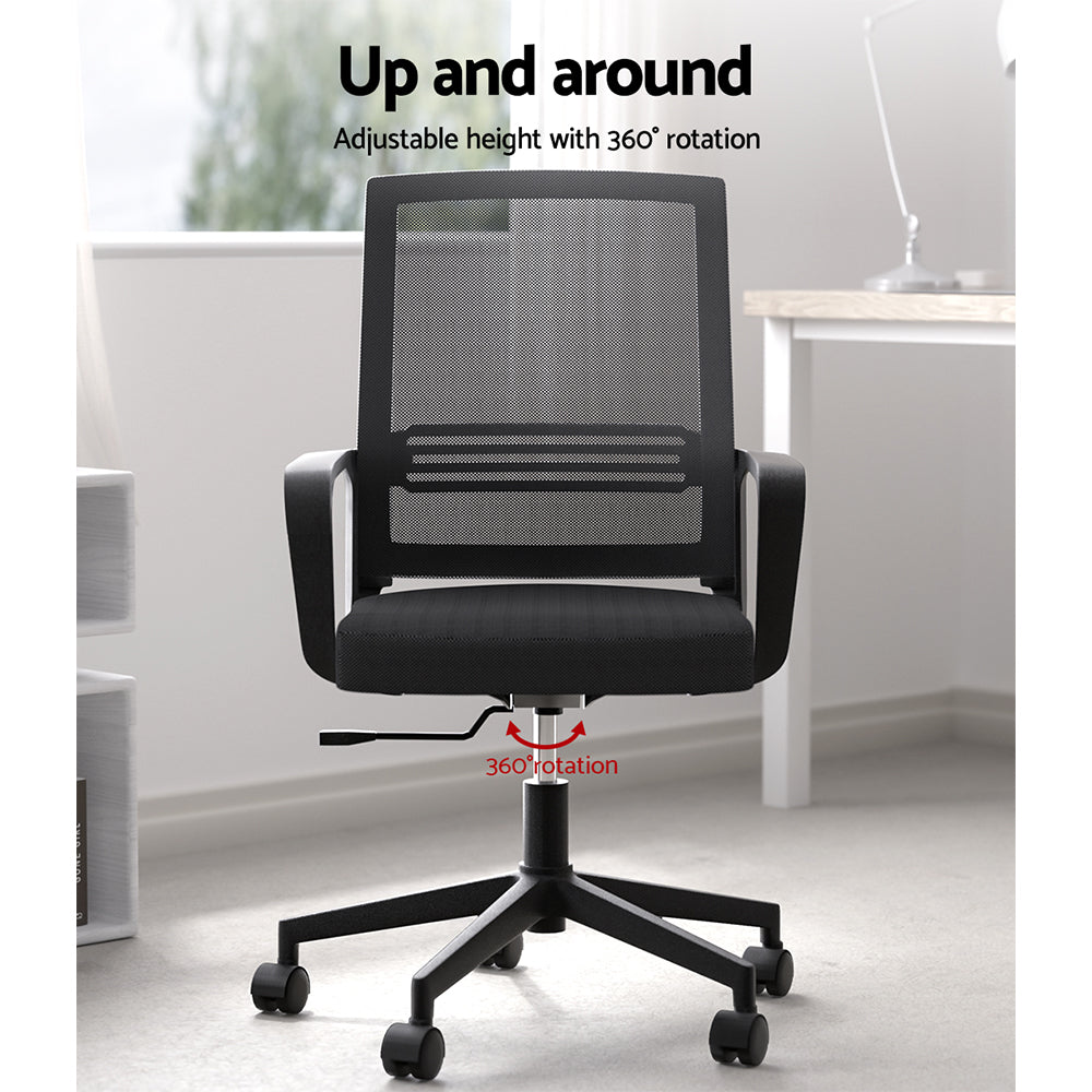 Mesh Office Chair Computer Gaming Desk Chairs Mid Back - Black