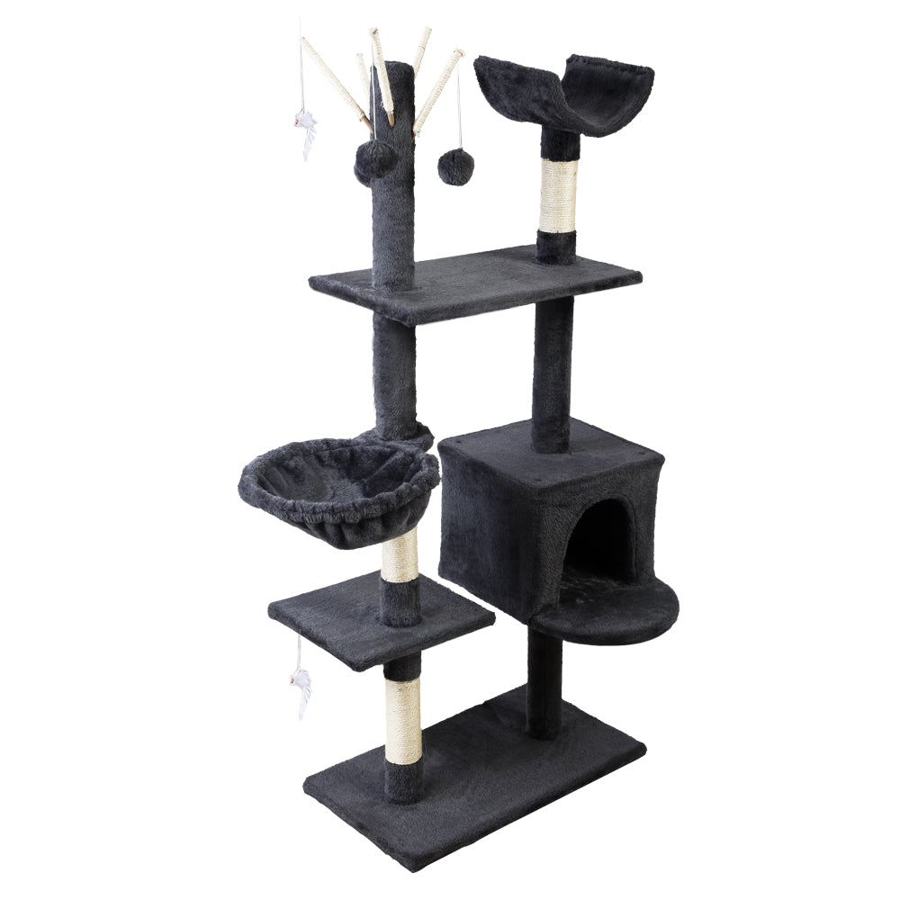 140cm Cat Tower Scratching Post Scratcher Tree - Grey