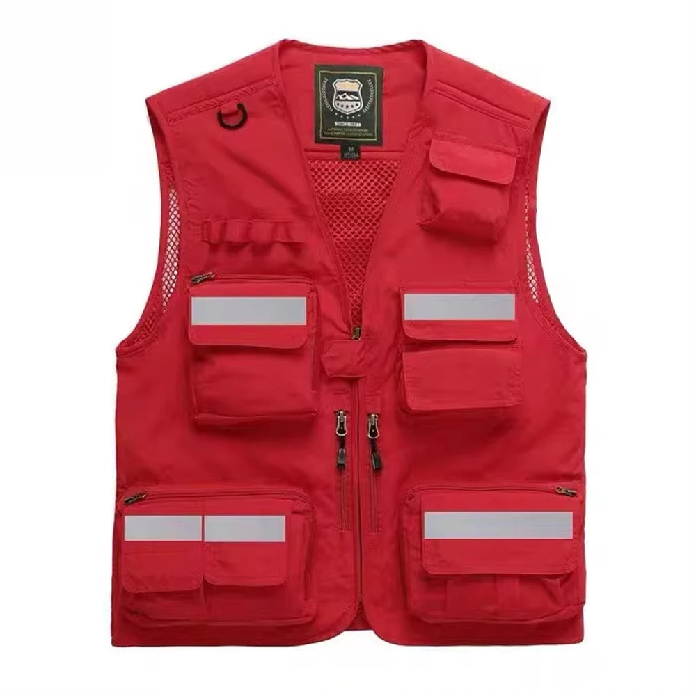 Reflective High Visibility Safety Vest Multi-Pocket Breathable Mesh