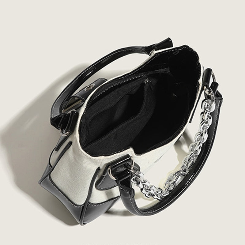 Canvas Chain Crossbody Tote Bag