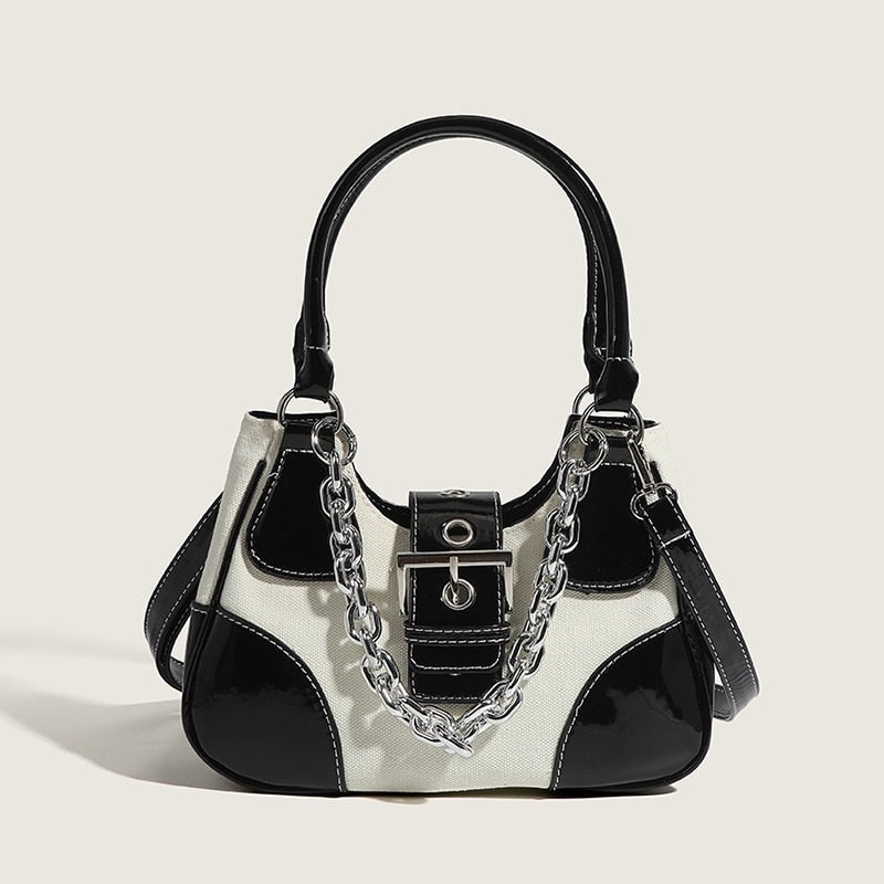 Canvas Chain Crossbody Tote Bag