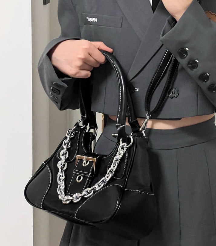 Canvas Chain Crossbody Tote Bag