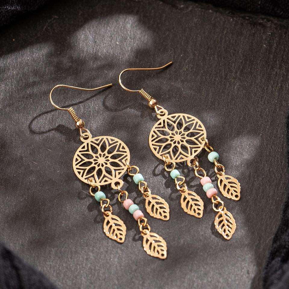 Ethnic Golden Leaf Drop Earrings Australia Dealbest