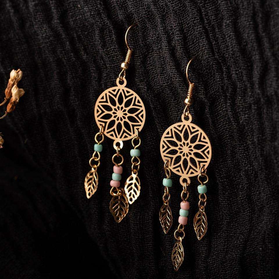 Ethnic Golden Leaf Drop Earrings Australia Dealbest