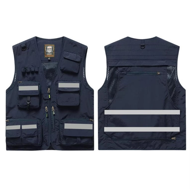 Reflective High Visibility Safety Vest Multi-Pocket Breathable Mesh