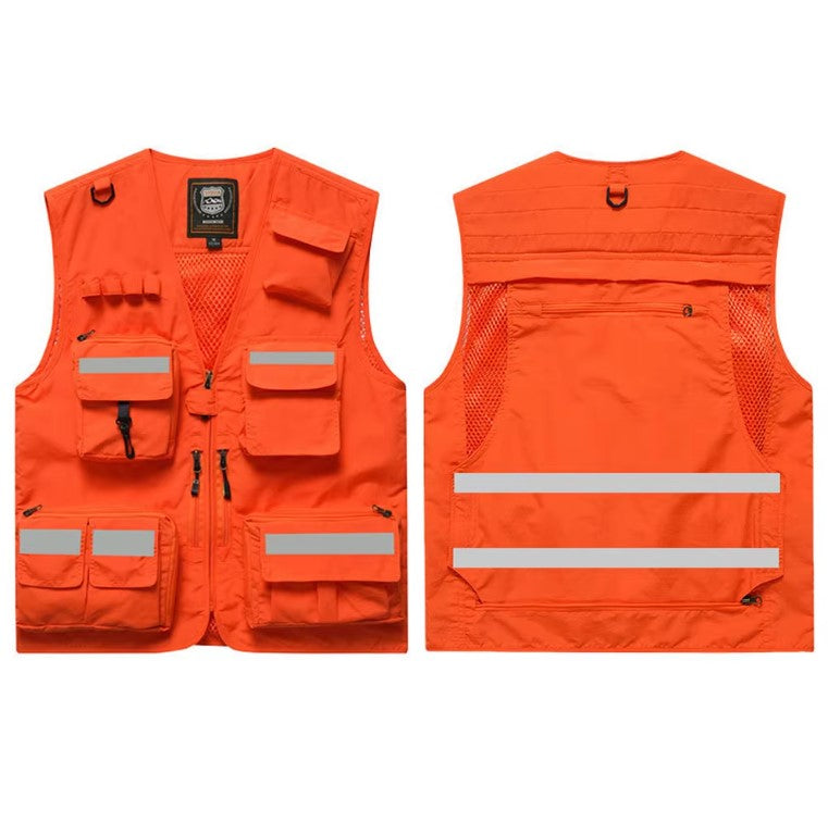 Reflective High Visibility Safety Vest Multi-Pocket Breathable Mesh