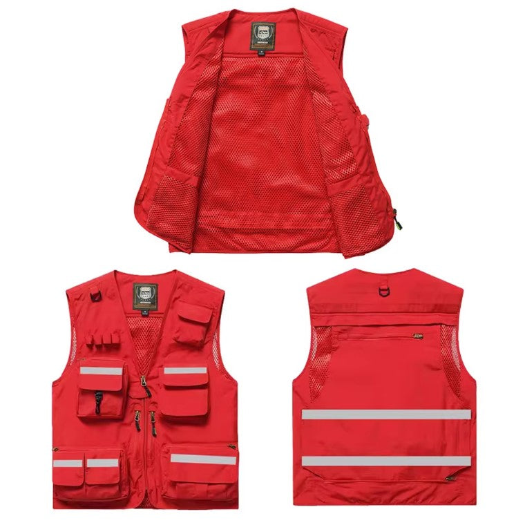 Reflective High Visibility Safety Vest Multi-Pocket Breathable Mesh