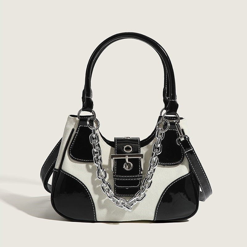 Canvas Chain Crossbody Tote Bag
