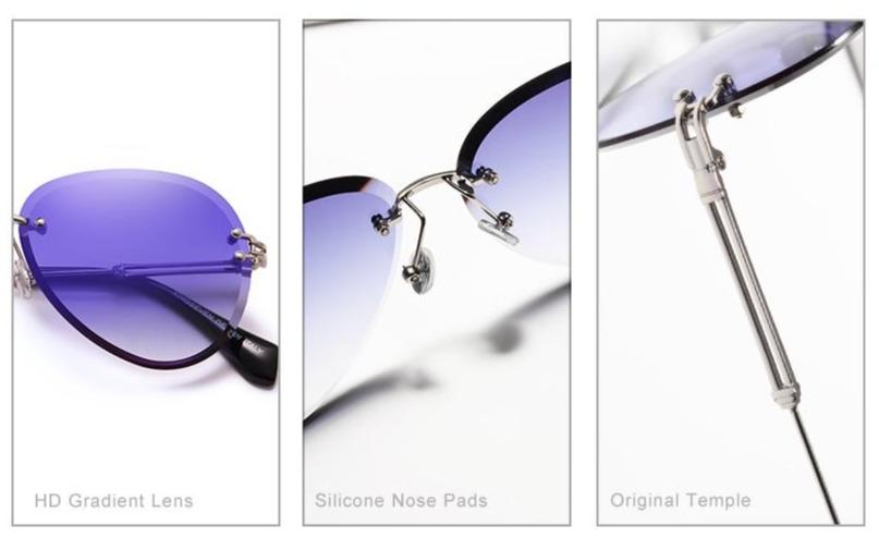 Vintage Rimless Gradient Lens Women's Polarized Sunglasses Australia Dealbest