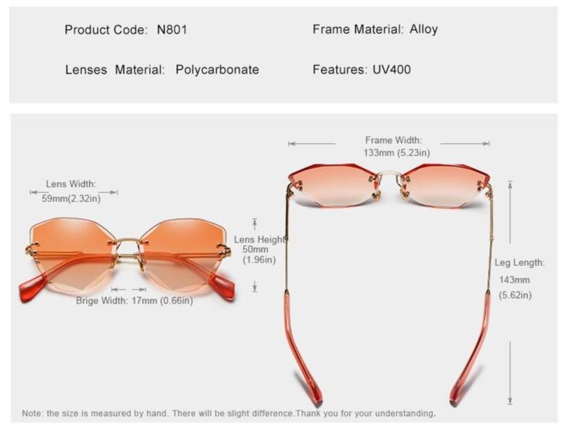 Rimless Vintage Gradient Lens Women's Sunglasses Australia Dealbest