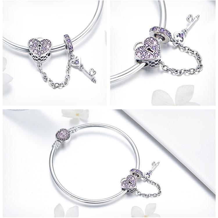 Key to My Hear Sterling Silver Purple Zircon Bracelet Australia Dealbest