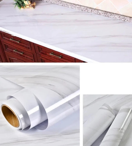 40cm Wide 5 Meters Long Marble White Vinyl Contact Paper