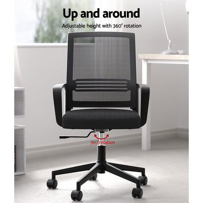 Mesh Office Chair Computer Gaming Desk Chairs Mid Back - Black