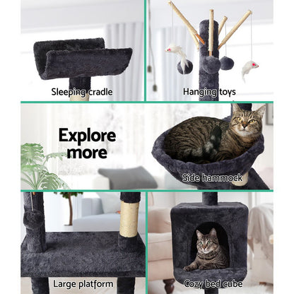 140cm Cat Tower Scratching Post Scratcher Tree -  Grey