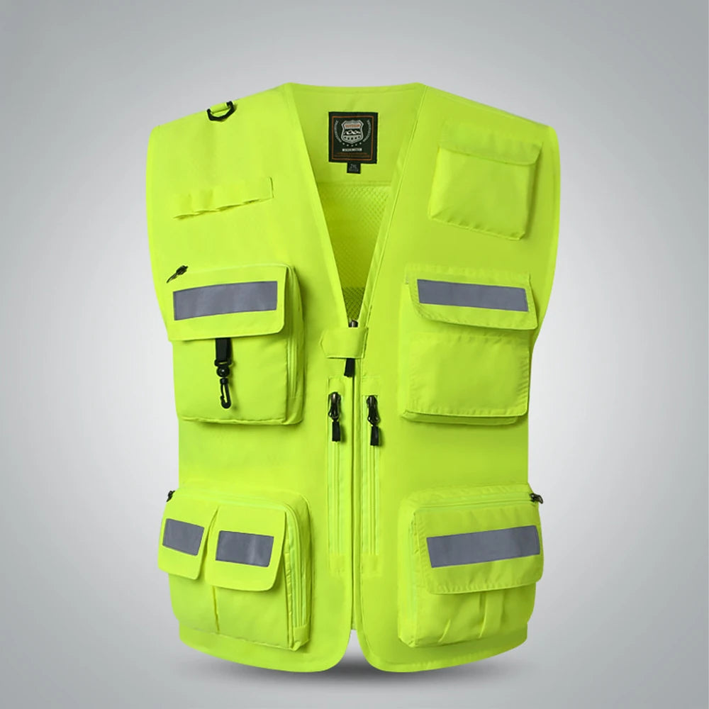 Reflective High Visibility Safety Vest Multi-Pocket Breathable Mesh