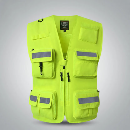 Reflective High Visibility Safety Vest Multi-Pocket Breathable Mesh