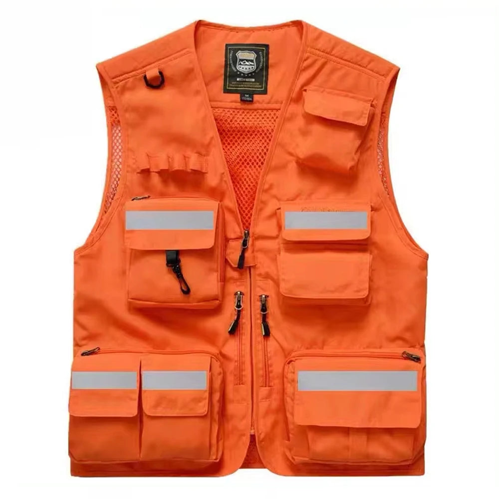 Reflective High Visibility Safety Vest Multi-Pocket Breathable Mesh