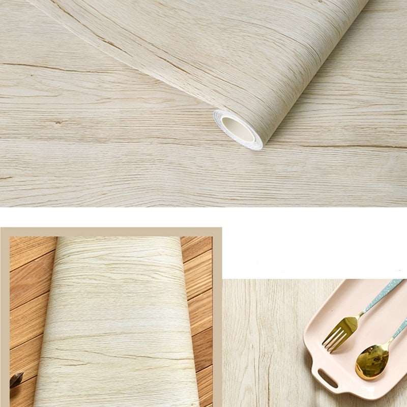 80CM Wide Wood Grain Vinyl Kitchen Countertop Contact Paper