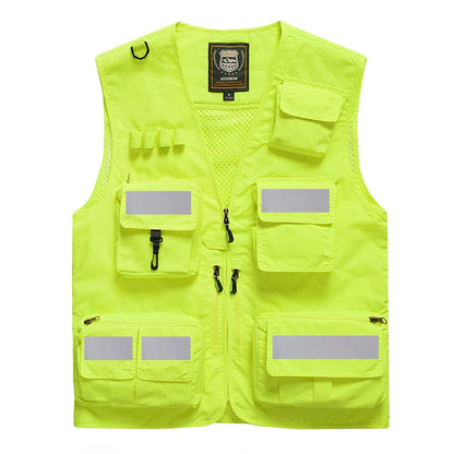 Reflective High Visibility Safety Vest Multi-Pocket Breathable Mesh