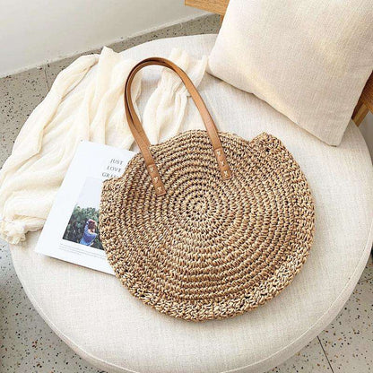 Boho Handmade Round Straw Tote Shoulder Bag Australia Dealbest