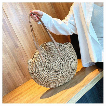 Boho Handmade Round Straw Tote Shoulder Bag Australia Dealbest