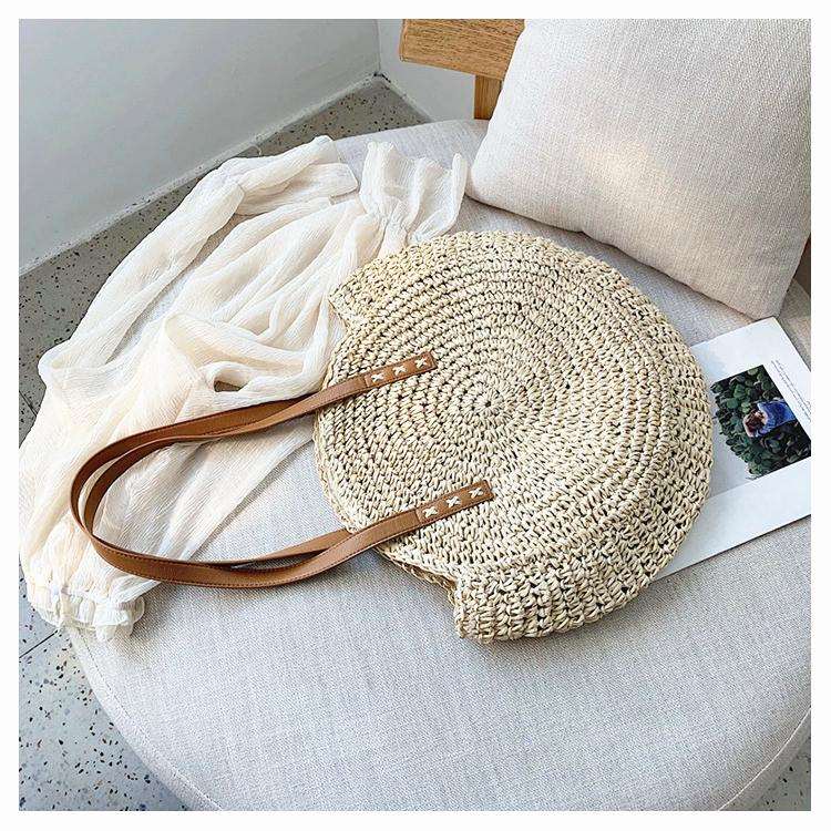 Boho Handmade Round Straw Tote Shoulder Bag Australia Dealbest