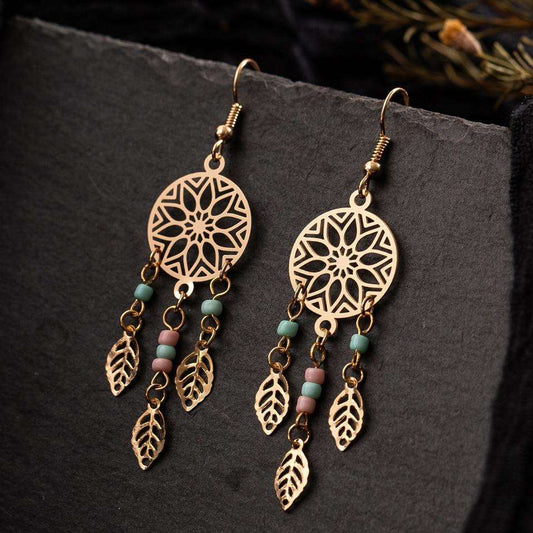 Ethnic Golden Leaf Drop Earrings Australia Dealbest