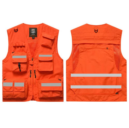 Reflective High Visibility Safety Vest Multi-Pocket Breathable Mesh