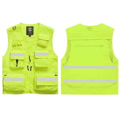 Reflective High Visibility Safety Vest Multi-Pocket Breathable Mesh