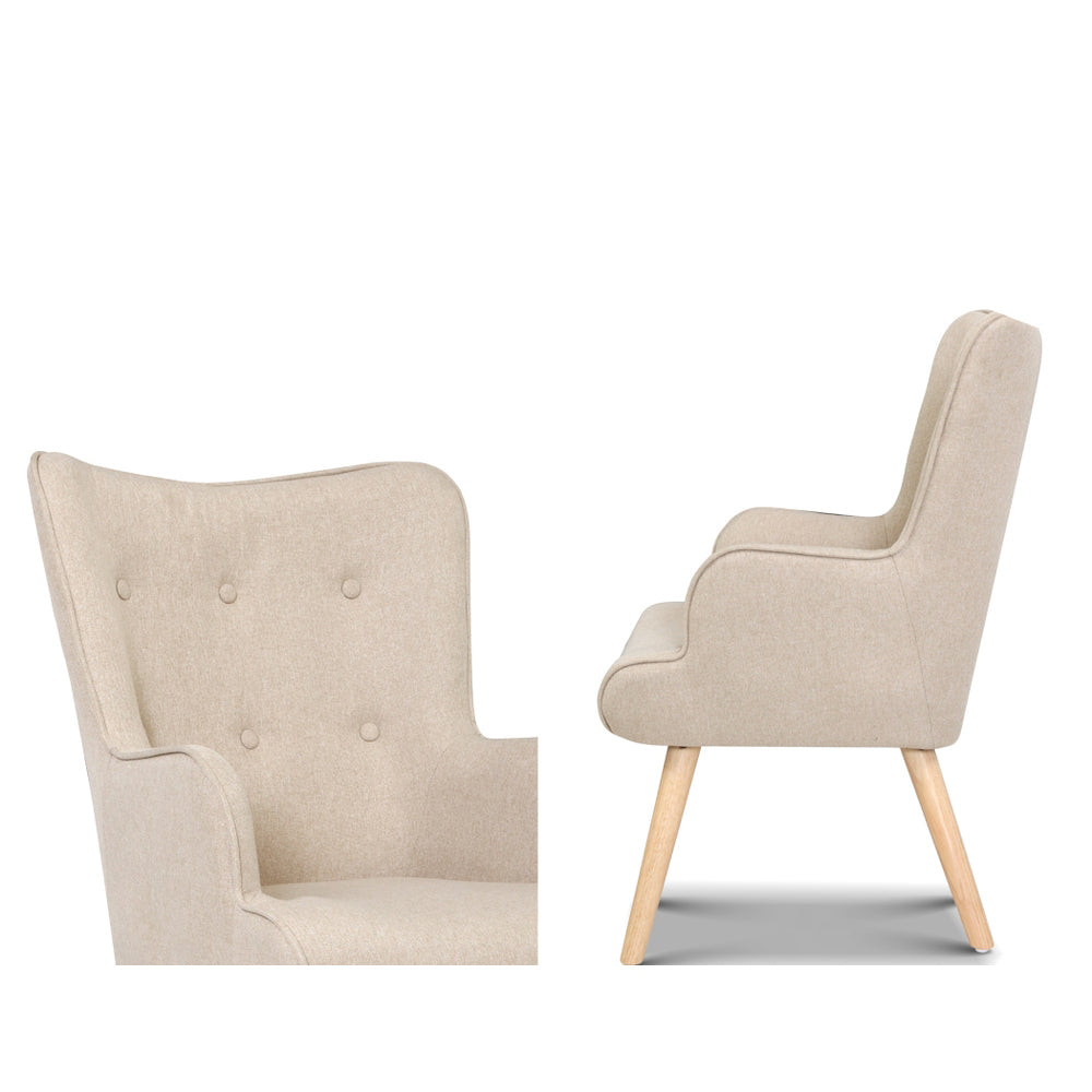 Fabric Armchair Lounge Chair With Ottoman Beige Australia Dealbest