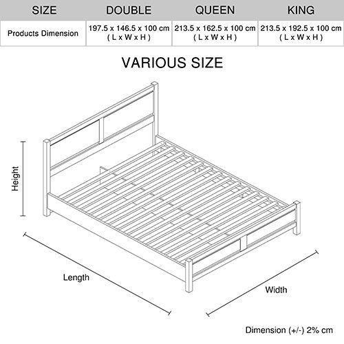 Queen Size Bed Frame Natural Wood - Oak Colour