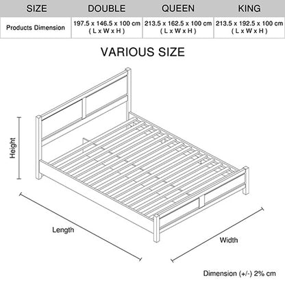 Queen Size Bed Frame Natural Wood - Oak Colour