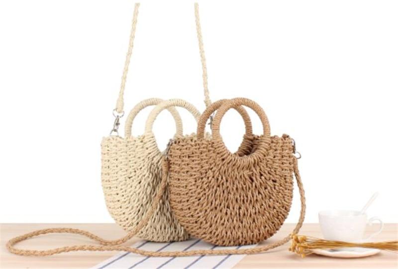 Handmade Bohemian Half-Moon Straw Shoulder Bag Australia Dealbest