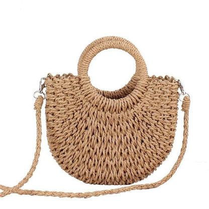 Handmade Bohemian Half-Moon Straw Shoulder Bag Australia Dealbest