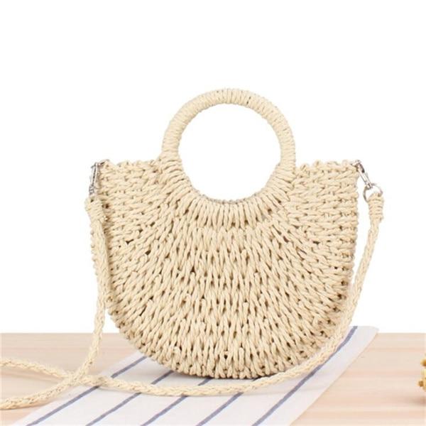 Handmade Bohemian Half-Moon Straw Shoulder Bag Australia Dealbest