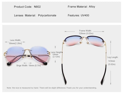 Rimless Pilot Gradient Lens UV400 Women's Sunglasses Australia Dealbest