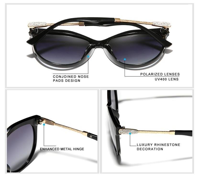 Rhinestone Cat Eye Gradient Lens Polarized Women's Sunglasses Australia Dealbest