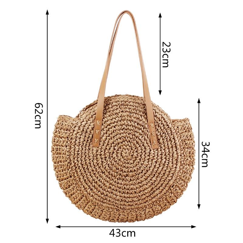 Boho Handmade Round Straw Tote Shoulder Bag Australia Dealbest