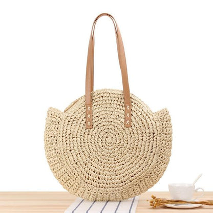 Boho Handmade Round Straw Tote Shoulder Bag Australia Dealbest