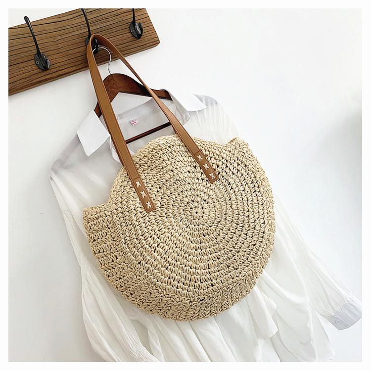 Boho Handmade Round Straw Tote Shoulder Bag Australia Dealbest